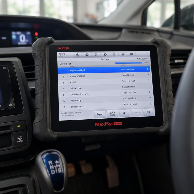 Automotive diagnostic scan tool displaying vehicle system results